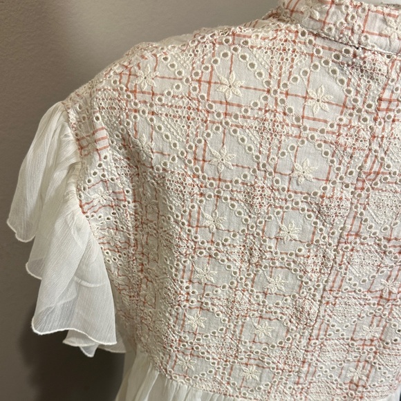Size Small Anthropologie Boho Lace Peplum Top – Ivory/Cream box 4 - Picture 9 of 13
